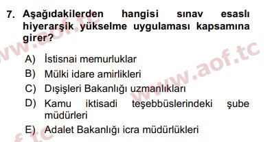 2016 Kamu Personel Hukuku Final 7. Çıkmış Sınav Sorusu