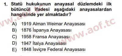 2017 Kamu Personel Hukuku Arasınav 1. Çıkmış Sınav Sorusu