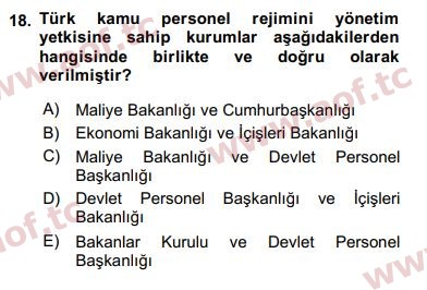 2017 Kamu Personel Hukuku Arasınav 18. Çıkmış Sınav Sorusu