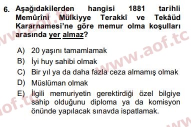 2017 Kamu Personel Hukuku Arasınav 6. Çıkmış Sınav Sorusu