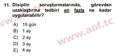 2017 Kamu Personel Hukuku Final 11. Çıkmış Sınav Sorusu