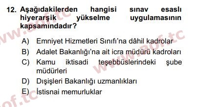 2017 Kamu Personel Hukuku Final 12. Çıkmış Sınav Sorusu