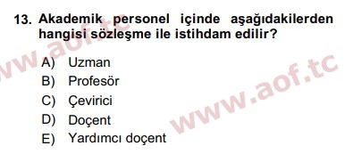 2017 Kamu Personel Hukuku Final 13. Çıkmış Sınav Sorusu