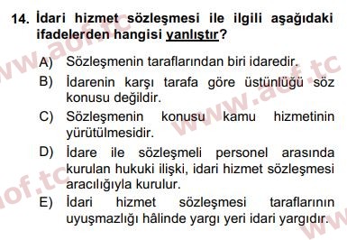 2017 Kamu Personel Hukuku Final 14. Çıkmış Sınav Sorusu