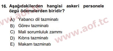 2017 Kamu Personel Hukuku Final 16. Çıkmış Sınav Sorusu