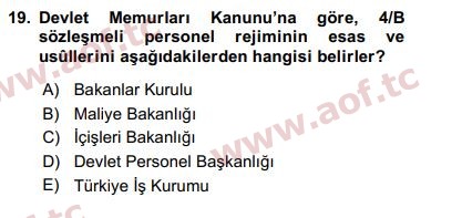 2017 Kamu Personel Hukuku Final 19. Çıkmış Sınav Sorusu