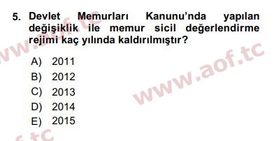 2017 Kamu Personel Hukuku Final 5. Çıkmış Sınav Sorusu