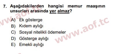 2017 Kamu Personel Hukuku Final 7. Çıkmış Sınav Sorusu