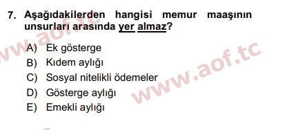 2017 Kamu Personel Hukuku Final 7. Çıkmış Sınav Sorusu