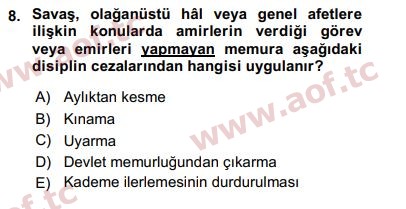 2017 Kamu Personel Hukuku Final 8. Çıkmış Sınav Sorusu