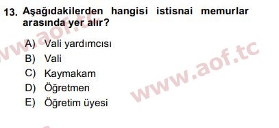 2019 Kamu Personel Hukuku Arasınav 13. Çıkmış Sınav Sorusu