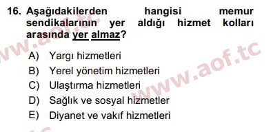 2019 Kamu Personel Hukuku Arasınav 16. Çıkmış Sınav Sorusu