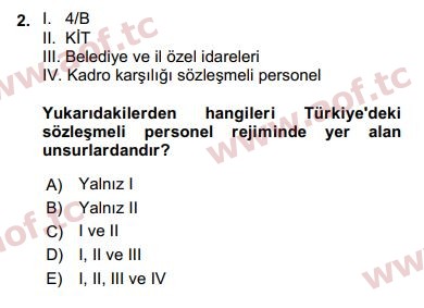 2019 Kamu Personel Hukuku Arasınav 2. Çıkmış Sınav Sorusu