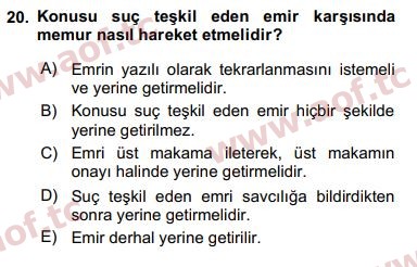 2019 Kamu Personel Hukuku Arasınav 20. Çıkmış Sınav Sorusu