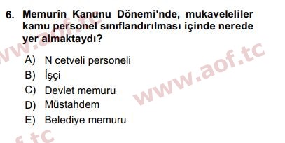 2019 Kamu Personel Hukuku Arasınav 6. Çıkmış Sınav Sorusu