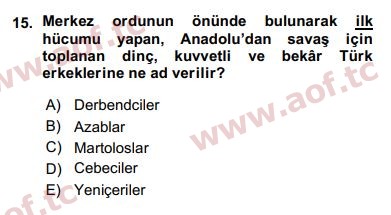 2016 Türk İdare Tarihi Arasınav 15. Çıkmış Sınav Sorusu