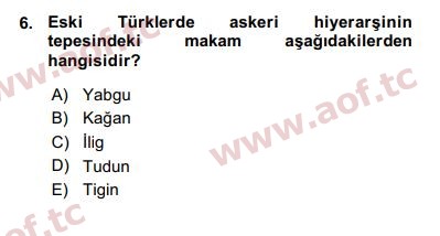 2016 Türk İdare Tarihi Arasınav 6. Çıkmış Sınav Sorusu