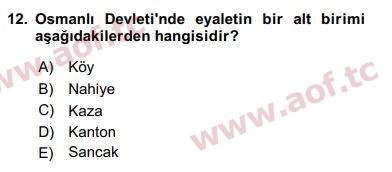 2017 Türk İdare Tarihi Arasınav 12. Çıkmış Sınav Sorusu