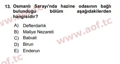 2017 Türk İdare Tarihi Arasınav 13. Çıkmış Sınav Sorusu