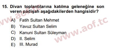 2017 Türk İdare Tarihi Arasınav 15. Çıkmış Sınav Sorusu