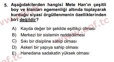 2017 Türk İdare Tarihi Arasınav 5. Çıkmış Sınav Sorusu