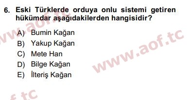 2017 Türk İdare Tarihi Arasınav 6. Çıkmış Sınav Sorusu