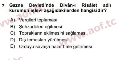 2017 Türk İdare Tarihi Arasınav 7. Çıkmış Sınav Sorusu