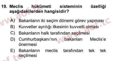 2017 Türk İdare Tarihi Final 19. Çıkmış Sınav Sorusu