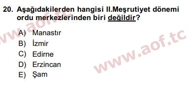2017 Türk İdare Tarihi Final 20. Çıkmış Sınav Sorusu