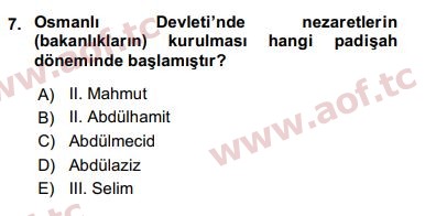 2017 Türk İdare Tarihi Final 7. Çıkmış Sınav Sorusu