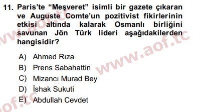 2017 Türk İdare Tarihi Yaz Okulu 11. Çıkmış Sınav Sorusu