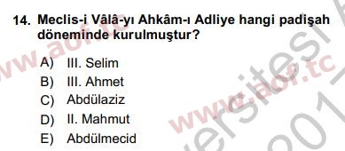 2017 Türk İdare Tarihi Yaz Okulu 14. Çıkmış Sınav Sorusu