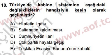 2017 Türk İdare Tarihi Yaz Okulu 18. Çıkmış Sınav Sorusu