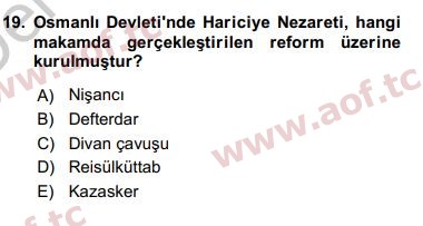 2017 Türk İdare Tarihi Yaz Okulu 19. Çıkmış Sınav Sorusu