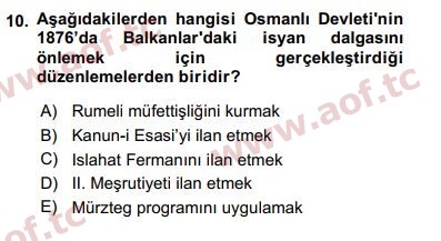 2018 Türk İdare Tarihi Final 10. Çıkmış Sınav Sorusu