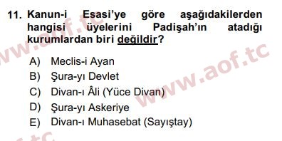 2018 Türk İdare Tarihi Final 11. Çıkmış Sınav Sorusu