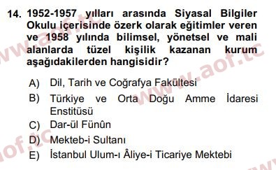 2018 Türk İdare Tarihi Final 14. Çıkmış Sınav Sorusu