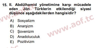 2018 Türk İdare Tarihi Final 15. Çıkmış Sınav Sorusu