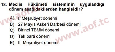 2018 Türk İdare Tarihi Final 18. Çıkmış Sınav Sorusu