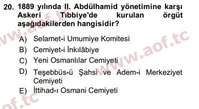 2018 Türk İdare Tarihi Final 20. Çıkmış Sınav Sorusu