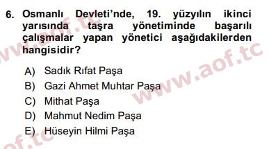 2018 Türk İdare Tarihi Final 6. Çıkmış Sınav Sorusu