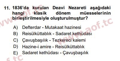 2019 Türk İdare Tarihi Yaz Okulu 11. Çıkmış Sınav Sorusu