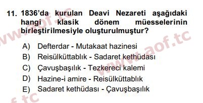 2019 Türk İdare Tarihi Yaz Okulu 11. Çıkmış Sınav Sorusu