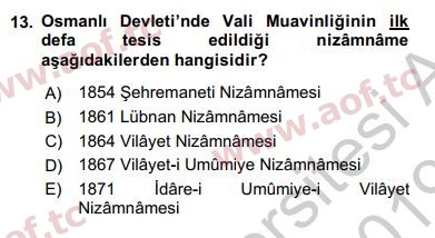 2019 Türk İdare Tarihi Yaz Okulu 13. Çıkmış Sınav Sorusu