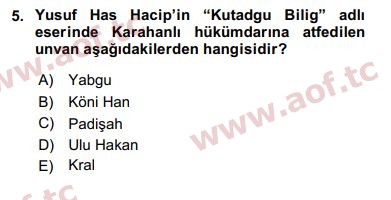 2019 Türk İdare Tarihi Yaz Okulu 5. Çıkmış Sınav Sorusu