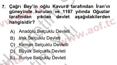 2019 Türk İdare Tarihi Yaz Okulu 7. Çıkmış Sınav Sorusu