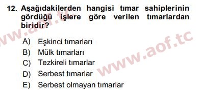 2020 Türk İdare Tarihi Arasınav 12. Çıkmış Sınav Sorusu