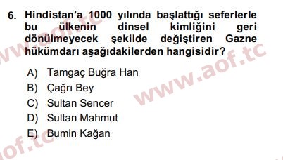 2020 Türk İdare Tarihi Arasınav 6. Çıkmış Sınav Sorusu