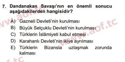 2020 Türk İdare Tarihi Arasınav 7. Çıkmış Sınav Sorusu