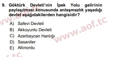 2020 Türk İdare Tarihi Arasınav 9. Çıkmış Sınav Sorusu